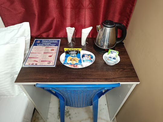 Tea and coffee tray in a guest room